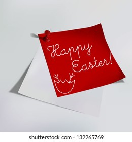 Easter paper note Paper note with push pin Love message I love you