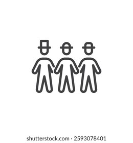 Easter Parade line icon. linear style sign for mobile concept and web design. A row of people in hats outline vector icon. Symbol, logo illustration. Vector graphics