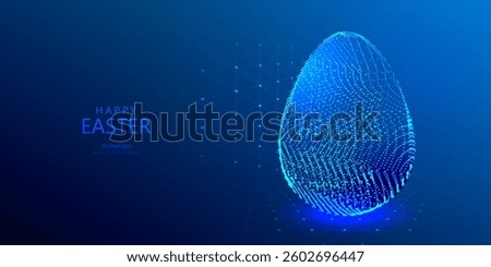easter particle egg, ai technology background, future holiday card, vector illustration