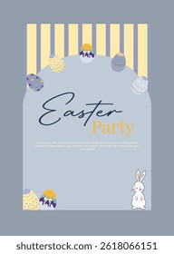 Fiesta de Pascua con la raya azul y el conejito lindo