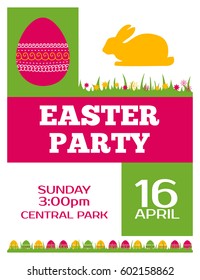 Easter party invitation vector poster. Flyer design