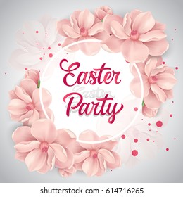 Easter party lettering with cherry flowers