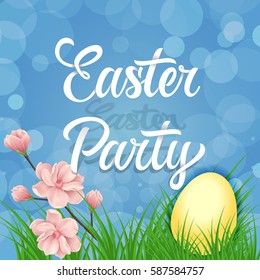 Easter Party Lettering, Spring Twig, Egg