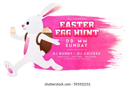 Easter Party Poster Design with cute rabbit.