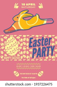 Easter Party poster design template. Vector illustration