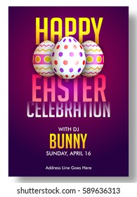 Easter Party poster or flyer design with painted eggs.