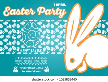 Easter Party poster, invitation. Vector illustration.