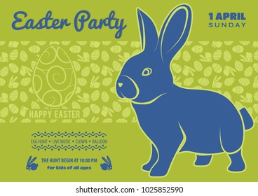 Easter Party poster, invitation. Vector illustration.