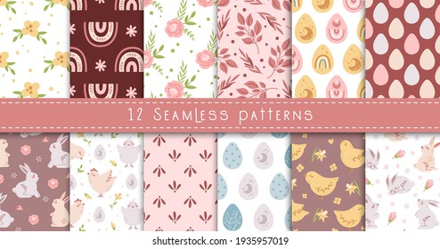 Easter pastel boho kids seamless pattern or digital paper