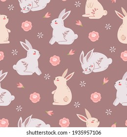 Easter pastel boho kids seamless pattern or digital paper