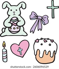 Easter pastel stickers bunny and eggs