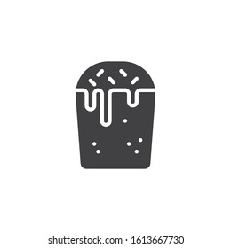 Easter pastries vector icon. Cupcake filled flat sign for mobile concept and web design. Russian Easter cake with icing glyph icon. Symbol, logo illustration. Vector graphics