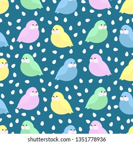 Easter pattern with birds and eggs. Funny little birds. Aqua background. For textile, cloth, scrapbooking, wrapping paper, fabric, banner.