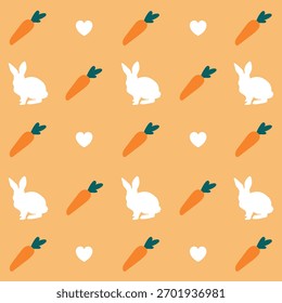 Easter pattern, bunnies, carrots, and hearts