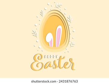 Easter pattern with bunnies and easter eggs. Hand drawn easter horizontal background with bunnies, flowers, easter eggs