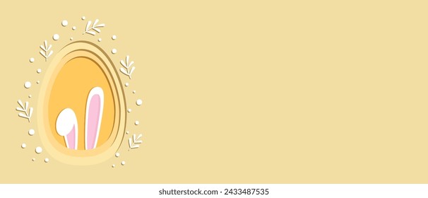 Easter pattern with bunnies and easter eggs. Hand drawn easter horizontal background with bunnies, flowers, easter eggs.