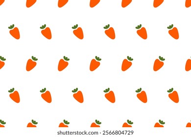 Easter pattern carrots. Cartoon carrot style. Vegetable, healthy vegan food or Easter theme. Design for clothing, wallpaper, decoration, phone case, stationery, wrapping, textile, backdrop. Polka dot