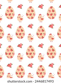 Easter pattern. Chicken and Easter eggs.