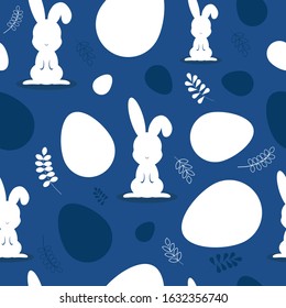 Easter pattern classic blue. Happy easter vector seamless pattern. Eggs classic blue. Easter background, banners, easter classic blue pattern. Vector illustaration