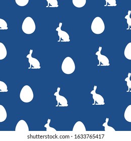 Easter pattern classic blue. Happy easter vector seamless pattern. Eggs classic blue. Easter background, banners, easter classic blue pattern. Vector illustaration