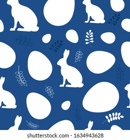 Easter pattern classic blue. Happy easter vector seamless pattern. Eggs classic blue. Easter background, banners, easter classic blue pattern. Vector illustaration