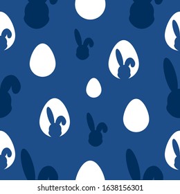 Easter pattern classic blue. Happy easter vector seamless pattern. Eggs classic blue. Easter background, banners, easter classic blue pattern. Vector illustaration