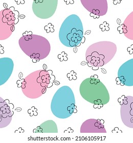 Easter pattern with colored eggs. Vector graphics. Suitable for paper, fabric, background. 