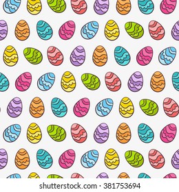 Easter pattern with colorful eggs. Vector background, seamless illustration.