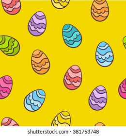 Easter pattern with colorful eggs. Vector background, seamless illustration.