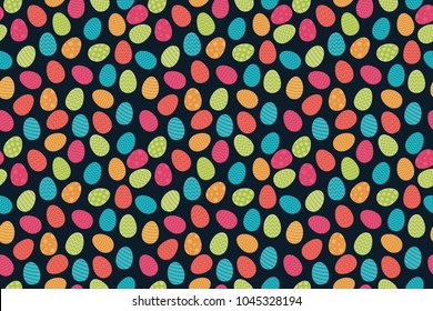 Easter pattern with colourful eggs. Vector.