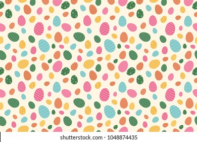 Easter pattern with colourful eggs. Vector.