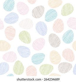 Easter pattern decoration. Easter eggs with Scratched texture. Seamless vector pattern. Stylized background with colorful eggs. Seamless holiday backdrop.