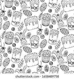 Easter pattern doodle cake eggs rabbit