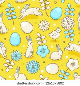 Easter pattern with egg and bunny, seamless design