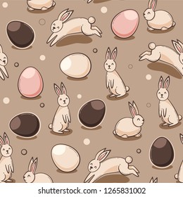 Easter pattern with egg and bunny, seamless design