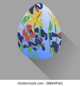 Easter pattern, egg, floral, hand drawn.