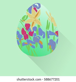 Easter pattern, egg, floral, hand drawn.