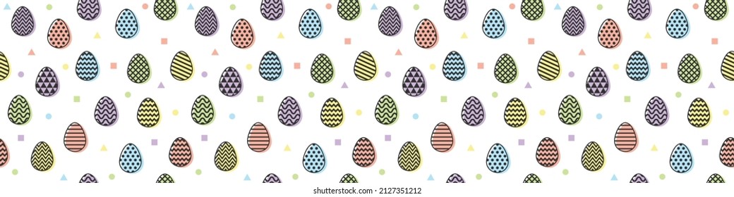 Easter pattern with eggs. Banner. Vector