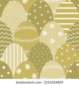 Easter Pattern with Easter Eggs. Beautiful Seamless Background. Modern Happy Easter Design. Vector illustration in Yellow, White