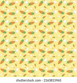 EASTER PATTERN EGGS HEART CARROT CANDY WHITE ON YELLOW BACKGROUND