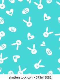 Easter pattern with eggs and rabbits hearts