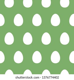 Easter pattern with eggs. Simple ornament, white and green color.