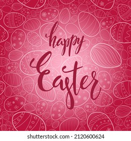 Easter Pattern With Hand Drawing Holiday Eggs On Background. Vector EPS10