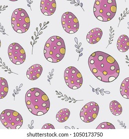 Easter  pattern.   Happy Easter seamless pattern with easter symbols. Holiday background for greeting cards, wrapping paper, fabrics and wallpapers.
