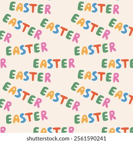 Easter pattern with the inscription Easter. Spring Easter pattern for wrapping paper, textile, wallpaper.