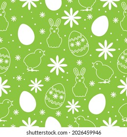 Easter pattern on green background.Suitable for background, paper, fabric, wallpaper and poster design. 