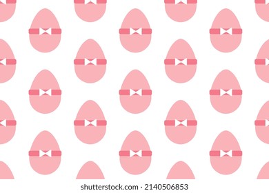 Easter pattern, pink eggs with heart decoration, vector