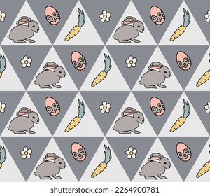 Easter pattern with rabbits and eggs