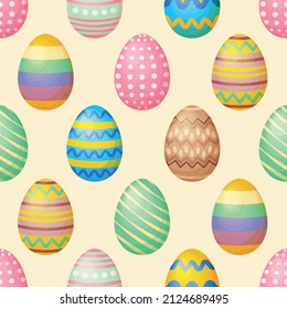 Patrón de Pascua. Patrón sin foco con la imagen de los huevos de Pascua. patrón festivo para impresión y envoltura de regalo Ilustración vectorial