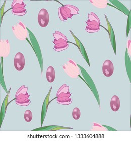 Easter pattern. Seamless pattern with Easter motifs. Vector pattern for greeting cards, wrapping paper, design diaries, fabrics and wallpapers. 
